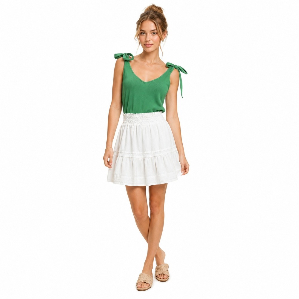 Anthropologie Maeve Rafaela Bow-Tie Tank Kelly Green Ribbed Basic Size XL